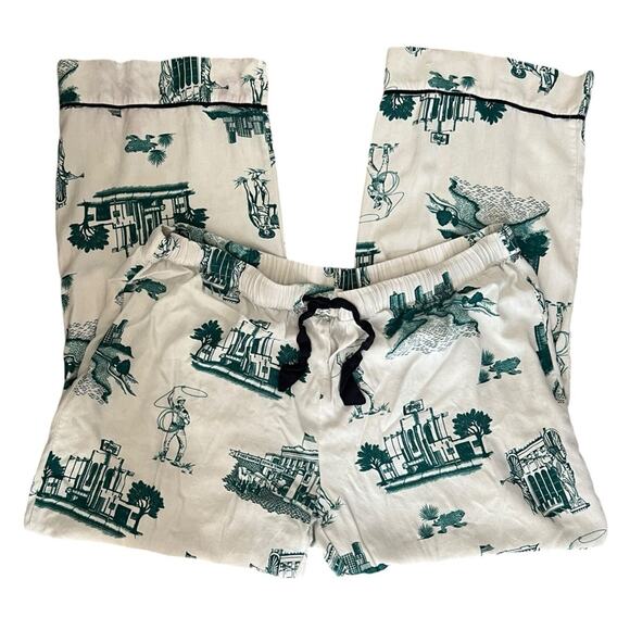 Katie Kime Fort Worth Toile Blue Green White Drawstring Waist Pajama Pants 3 XL - Picture 2 of 9